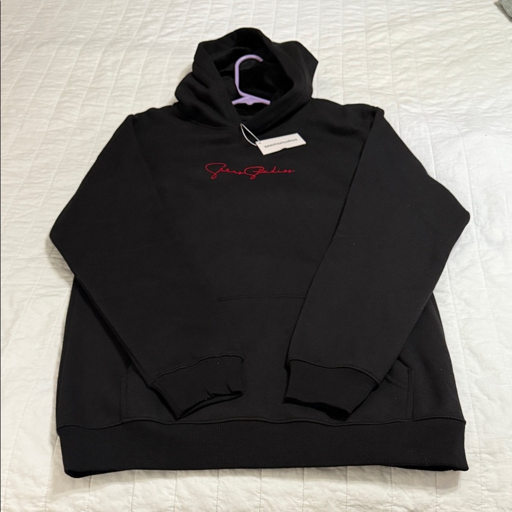 Elegant Black Hoodie with Red Script
